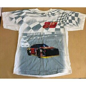 Vintage Lee Sport Tag Ernie Irvan 90's AOP Graphic T-shirt Nutmeg Sz XL